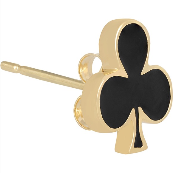Alison Lou Clubs 14k Gold Enamel Earring Casino - Picture 2 of 5